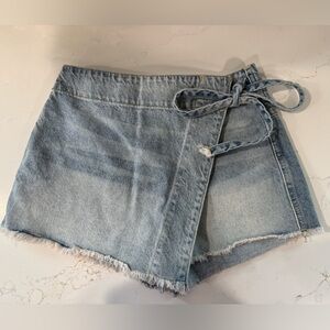We The Free Light Blue Denim Wrap Skort